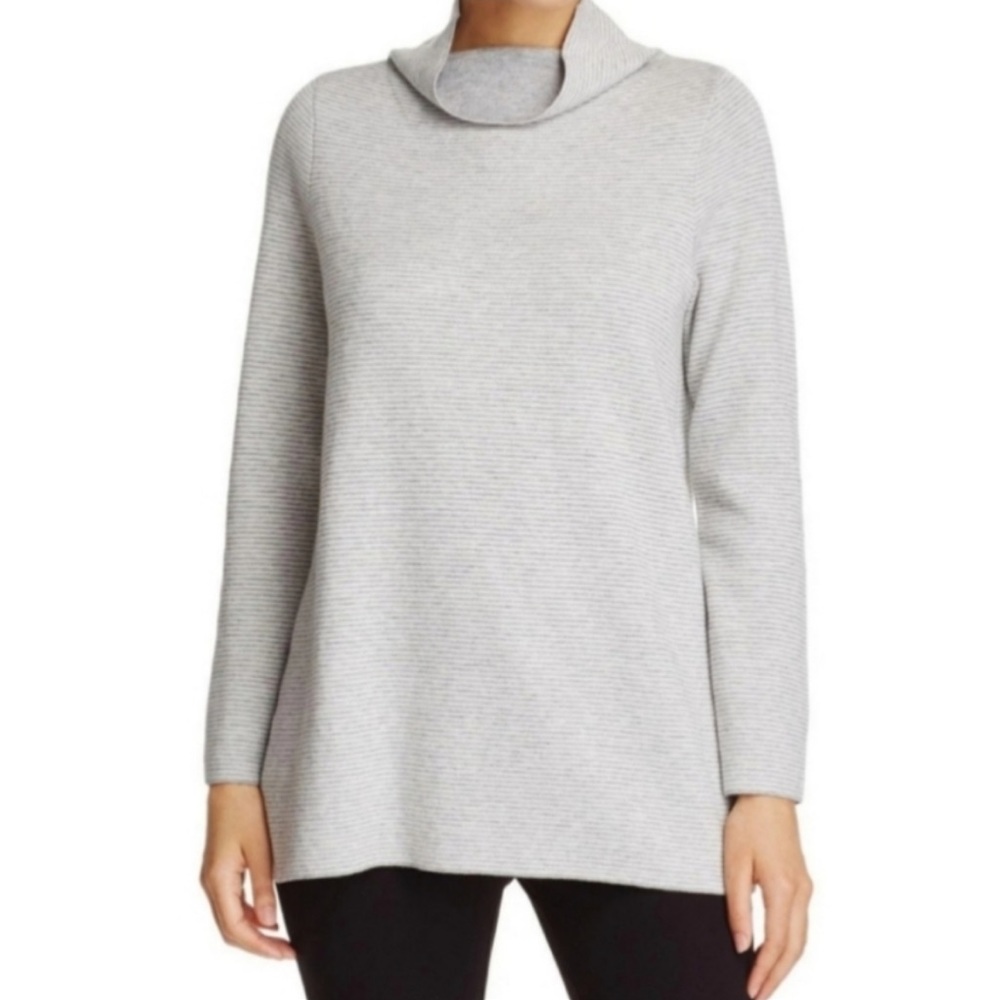 Eileen Fisher Reversible Funnel Neck Cashmere Blend Sweater ⭐️